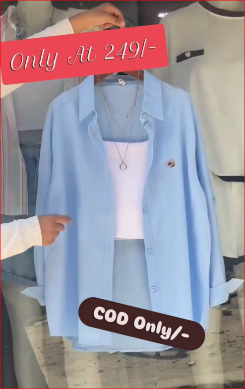 Stylish Sky Blue Oversized Shirt with Inner Top