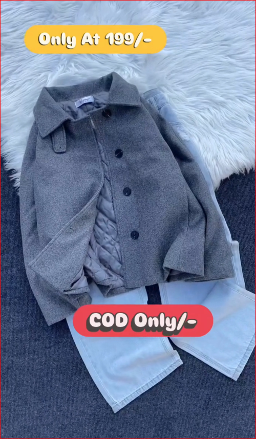 Wool Blend Button Jacket for Girls | Stylish Winter Casual Coat |