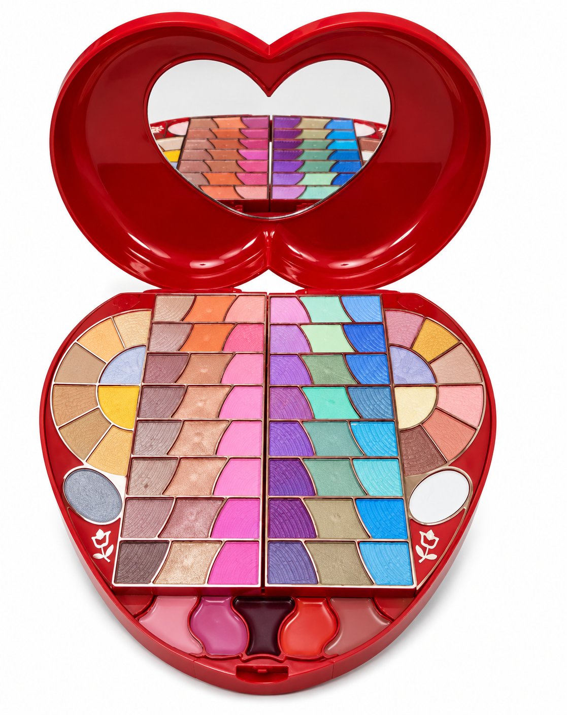 Heart-Shaped All-in-One Makeup Kit | Multi-Color Eyeshadow, Lip Color & Face Makeup Palette