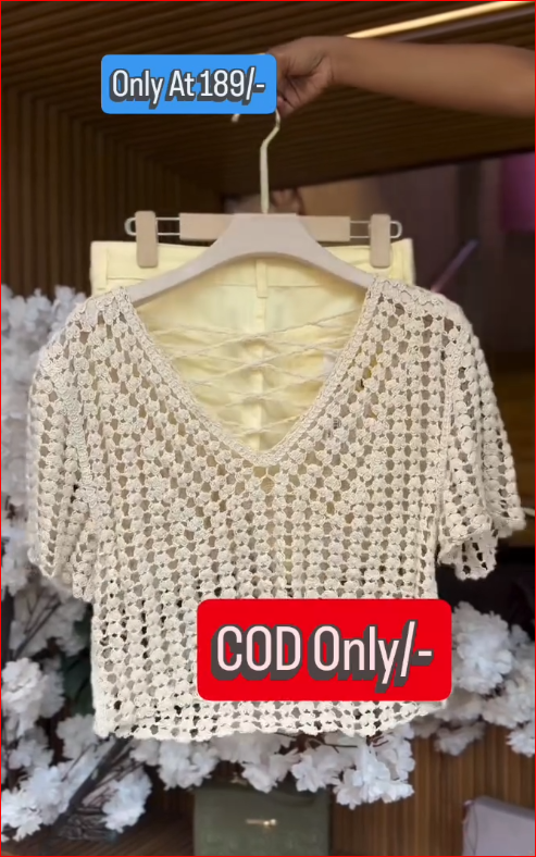 Chic Crochet Knit Top with Yellow Denim Shorts Set